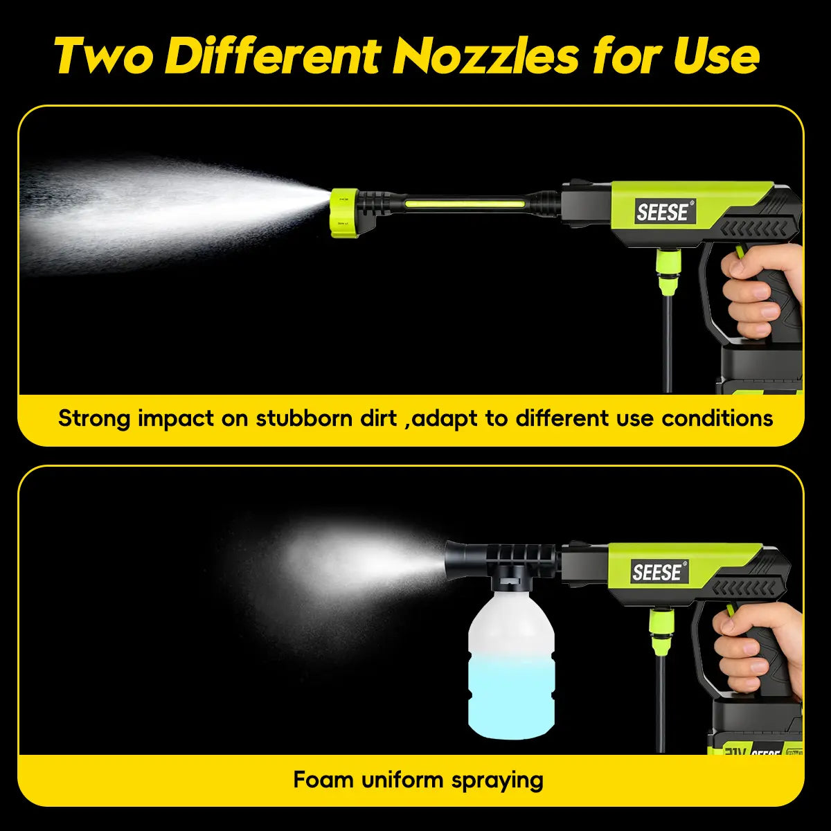 Seese Cordless Pressure Washer with Single Port Charger Base – Portable Cleaning Solution for Cars, Home, and Garden Use