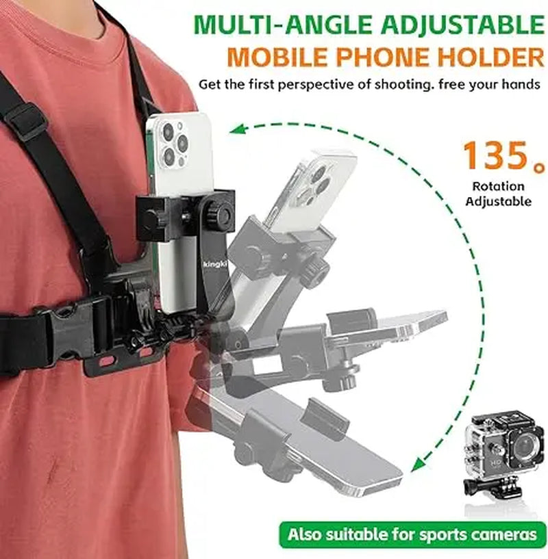 "Head & Chest Strap Phone Holder for | Hands-Free Filming, Adjustable & Comfortable | Ideal for Vlogging, Sports, Fitness, & Outdoor Adventures | Universal Phone Compatibility | Perfect for POV, Action Shots, & Live Streaming" Smartphone Mount Springtok