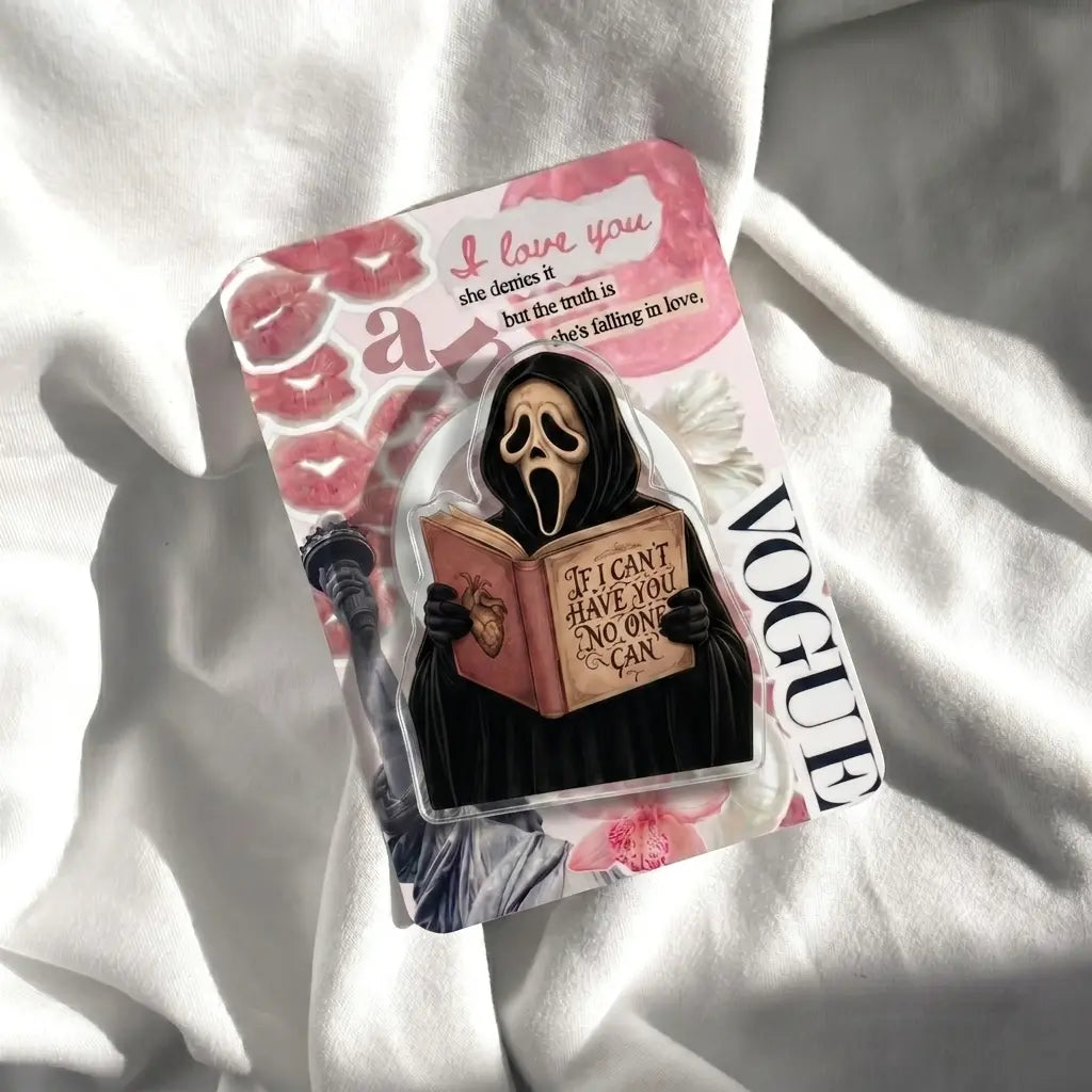 Spooky Ghost Face Phone Grip Dark Romance Quote Griptok Acrylic Horror Movie Phone Holder Cute Bookish Cell Phone Stand Gothic Reader Gift for Her