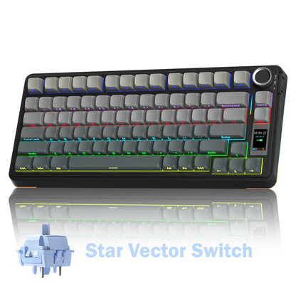 AULA S75 Pro Wireless Mechanical Gaming Keyboard with Screen Knob RGB Rainbow Backlit Tri-Mode 2.4G USB-C Bluetooth5.0 Hot Swappable Gaming Keyboard for Gamers Gaming PC Accessories Creamy Keyboard for Pc/Mac/Linux