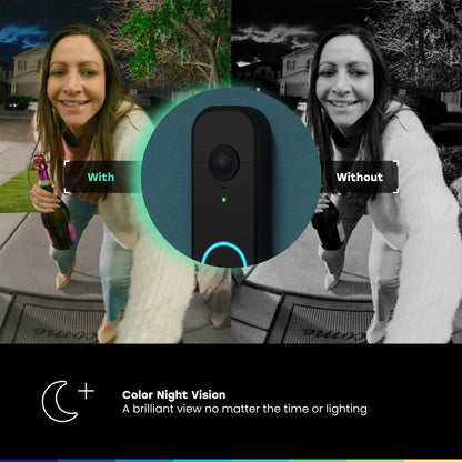 Myq Video Doorbell | 2K Camera, Battery/Wired, Color Night Vision, Live View with 2-Way Talk, Motion Detection & Real-Time Alerts, 150 Deg Wide View, Black