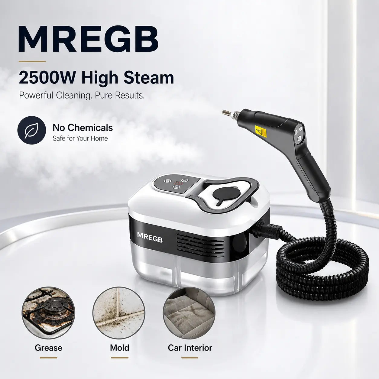 MREGB Handheld Steam Cleaner High-Temperature Pressurized Portable Steamer Fast Heat-Up Deep Cleaning Tool with Accessories for Car Detailing Kitchen Grease Bathroom Tile Floor Multi Surface Home Appliance Wash Equipment Summervibes☀️