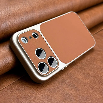Luxury Business PU Leather Phone Case for Iphone 13/14/15/16/17 Pro/Pro Max and Air 17 Pro/17 Pro Max, Shockproof Soft-Border Large-Window Full-Camera Protection Cover for Men and Women