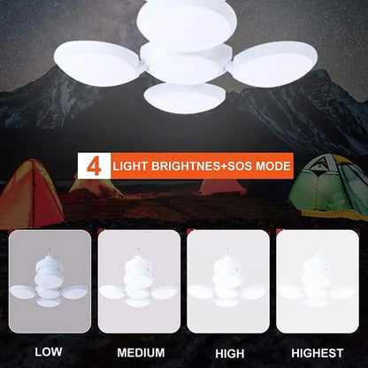 Portable Solar Camping Lantern - Foldable LED Light with Hook, Rechargeable USB Lamp for Home, Office, Tent, Emergency, and Power Outage Lighting