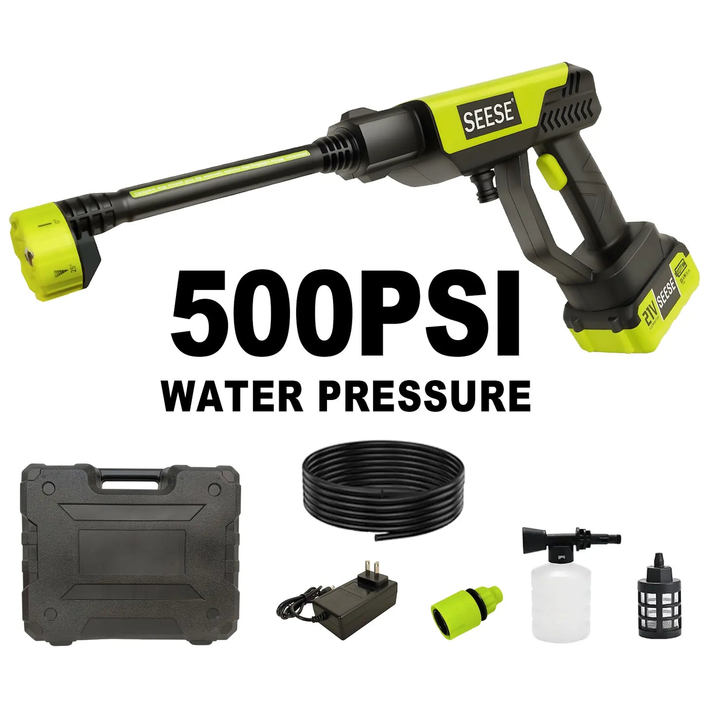 Seese Cordless Pressure Washer with Single Port Charger Base – Portable Cleaning Solution for Cars, Home, and Garden Use