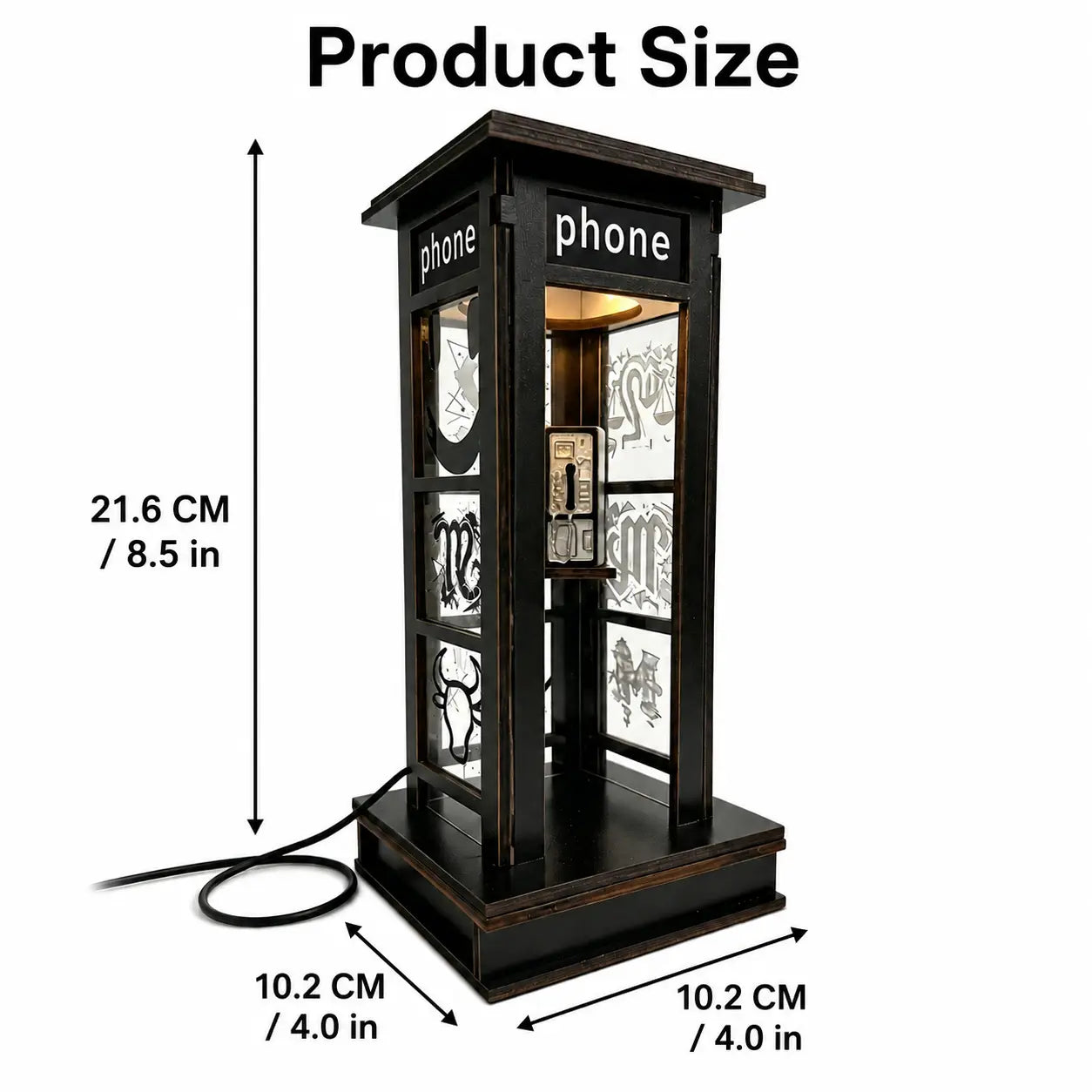 Retro Telephone Booth Lamp, Creative Bedside Night Light for Bedroom, Desk, Living Room, Cozy Home Decor & Gift