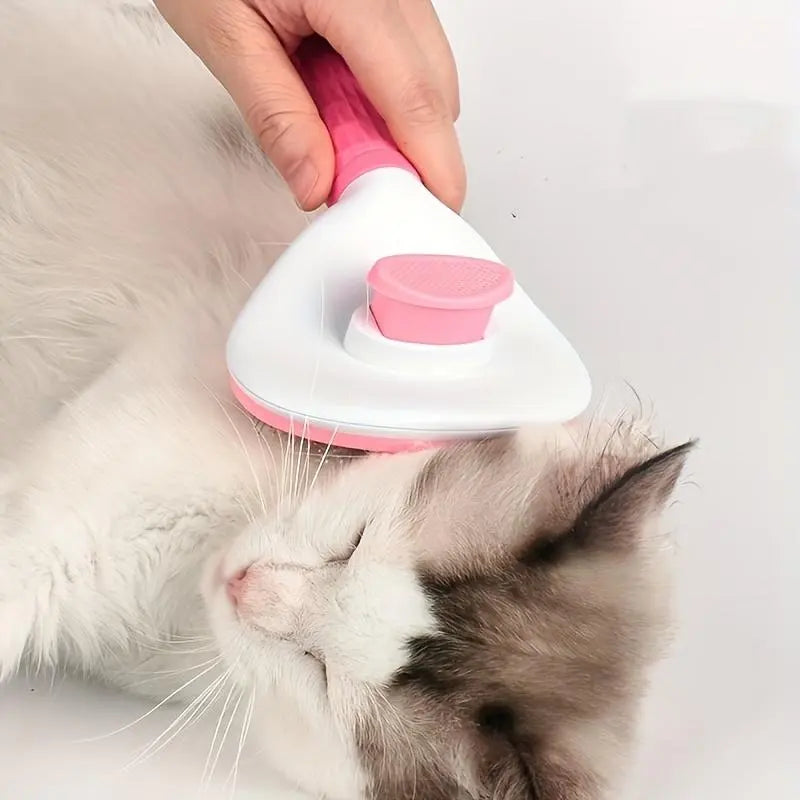 Pet Hair Removal Comb - Professional Grooming Brush and Deshedding Tool with One-Click Cleaning Mechanism for Dogs and Cats