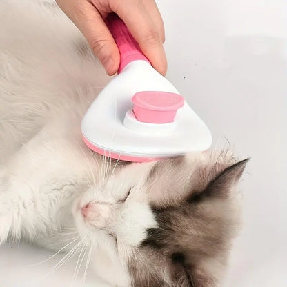 Pet Hair Removal Comb - Professional Grooming Brush and Deshedding Tool with One-Click Cleaning Mechanism for Dogs and Cats