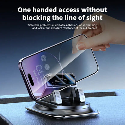 Car Phone Holder with 360-Degree Rotation for In-Car Navigation, Adjustable Horizontal and Vertical Screen Angles, Suction Cup Non-Slip Design Compatible with iPhone and Android