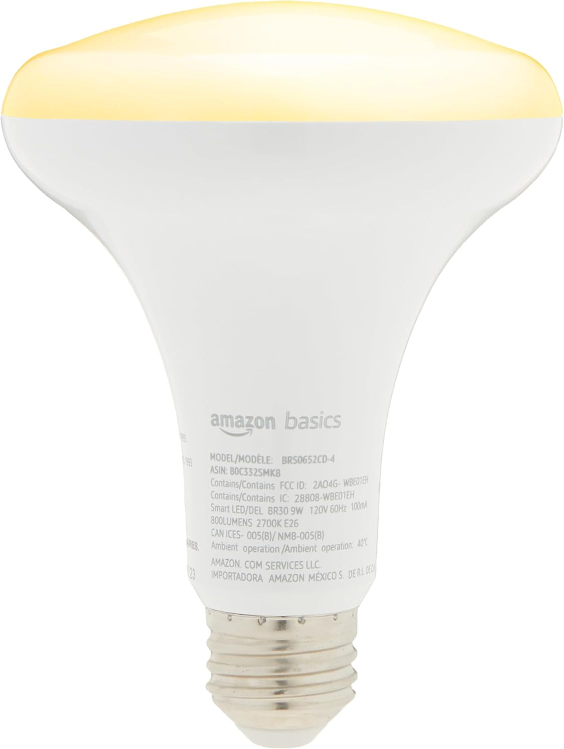 Smart BR30 LED Light Bulbs for Bedroom Living Room, Dimmable Soft White (2700K), 9W (60W Equivalent), 800LM, Voice Control, Works with Alexa Only, 2.4 Ghz Wi-Fi, No Hub Required, 4-Pack