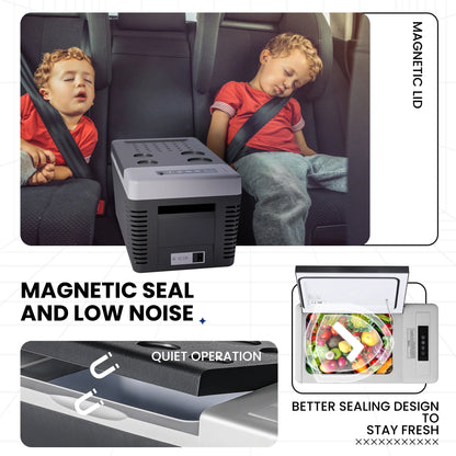 12 Volt 19QT(18L) Portable Car Refrigerator, -4℉~50℉, 12/24V DC & 110-240V AC, Mini Fridge for RV Camping, Travel, Truck, Home, Black