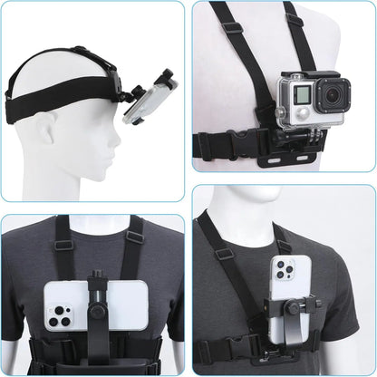 "Head & Chest Strap Phone Holder for | Hands-Free Filming, Adjustable & Comfortable | Ideal for Vlogging, Sports, Fitness, & Outdoor Adventures | Universal Phone Compatibility | Perfect for POV, Action Shots, & Live Streaming" Smartphone Mount Springtok