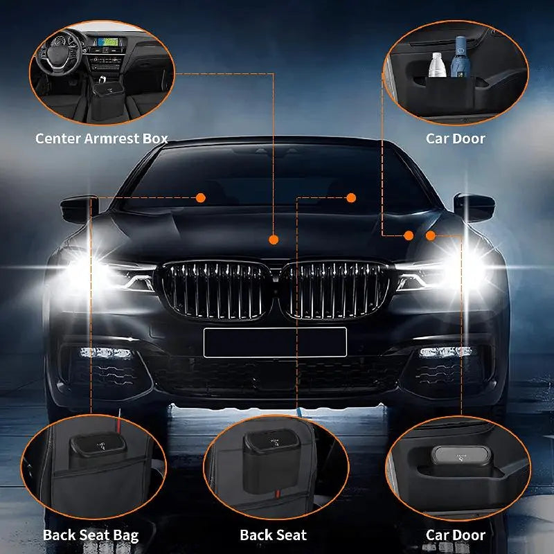 Multifunctional Car Trash Can with Lid and Storage Bin - Backseat Organizer for Vehicles and Office Use