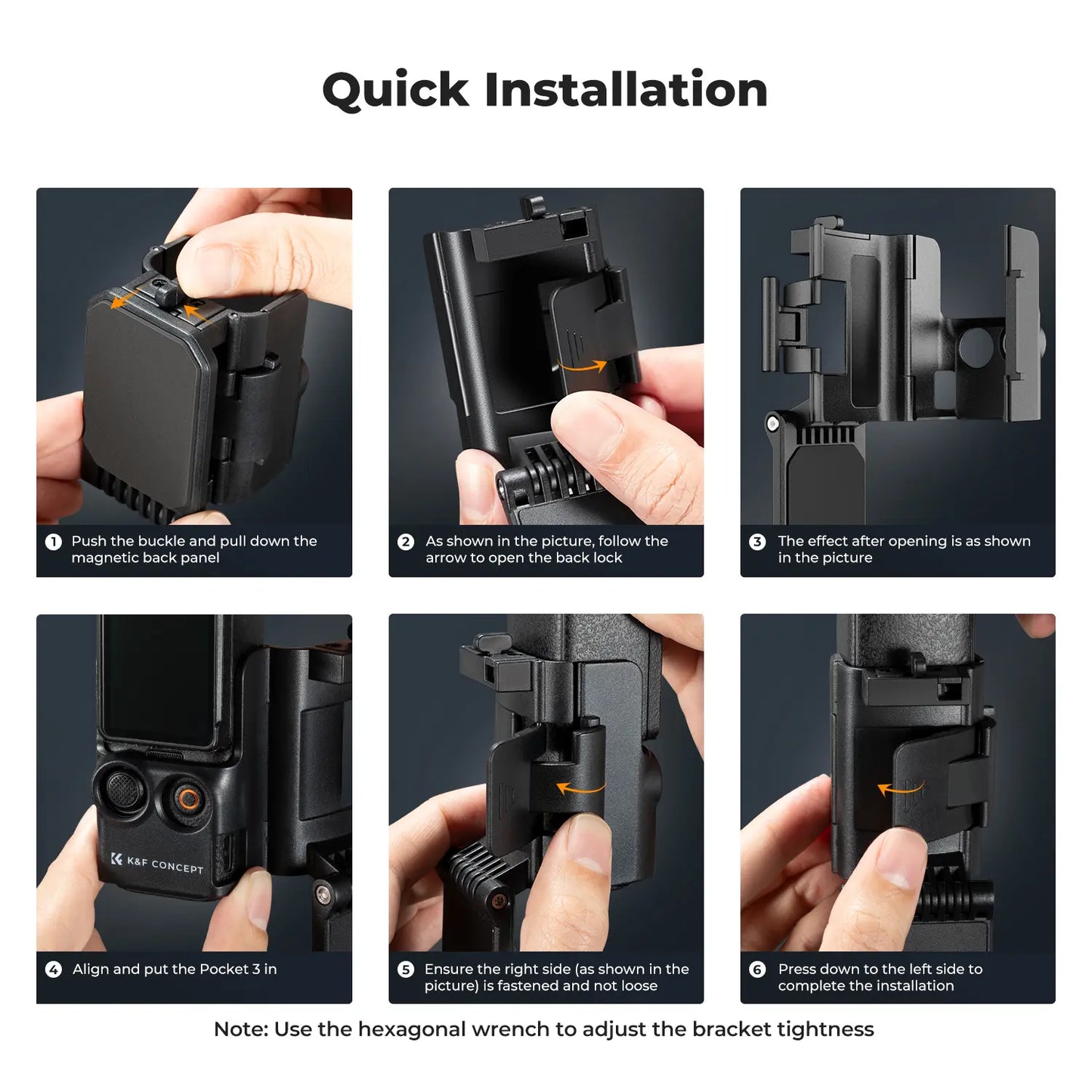 K&F CONCEPT Adjustable Magnetic Mount Camera Stand for DJI Osmo Pocket 3 - Desktop Support Base Bracket, Multi-Function Expansion Adapter Frame Accessories (Camera Not Included)