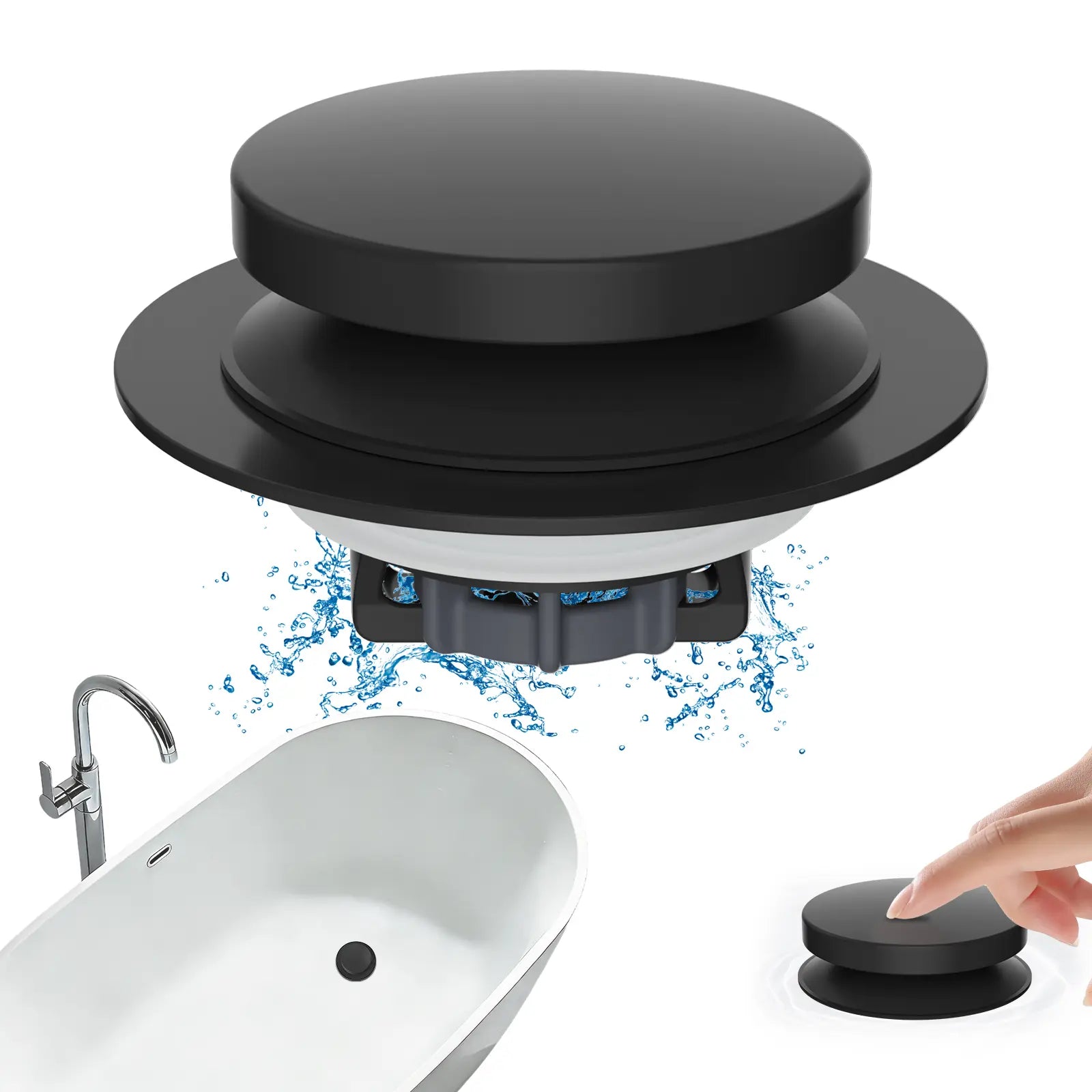 Hibbent Bathtub Drain Stopper, Bathroom Drain Stopper with Hair Catcher, Bath Tub Drain Strainer Plug and Cover