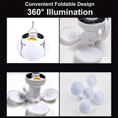 Portable Solar Camping Lantern - Foldable LED Light with Hook, Rechargeable USB Lamp for Home, Office, Tent, Emergency, and Power Outage Lighting