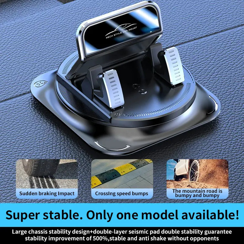 Car Phone Holder with 360-Degree Rotation for In-Car Navigation, Adjustable Horizontal and Vertical Screen Angles, Suction Cup Non-Slip Design Compatible with iPhone and Android