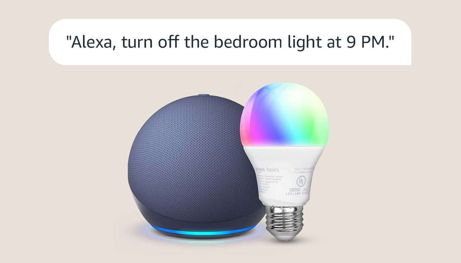 Echo Dot with  Basics Smart Color Bulb
