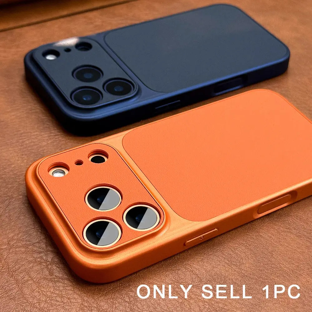Luxury Business PU Leather Phone Case for Iphone 13/14/15/16/17 Pro/Pro Max and Air 17 Pro/17 Pro Max, Shockproof Soft-Border Large-Window Full-Camera Protection Cover for Men and Women