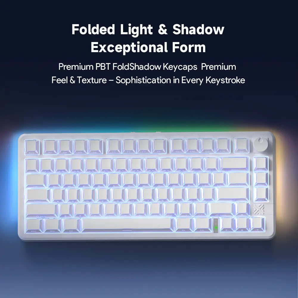 FURYCUBE FC75 Pro Mechanical Creamy Keyboard Wireless with Knob RGB Backlit Tri-Mode 2.4G USB-C Bluetooth Hot Swappable Gasket Structure in 75% Layout, Gaming/Office Keyboard for PC/MAC/LINUX, White&Green, Gift, Dealsforyoudays