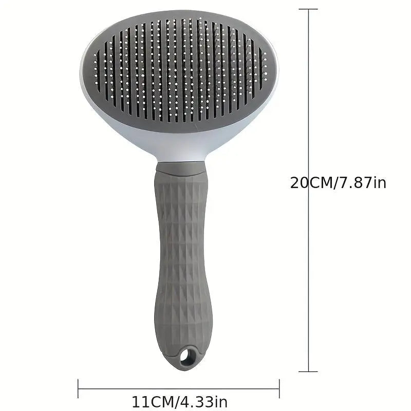 Pet Hair Removal Comb - Professional Grooming Brush and Deshedding Tool with One-Click Cleaning Mechanism for Dogs and Cats