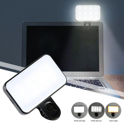 3 Color Temperature Adjustable LED Selfie Light, USB Rechargeable Clip on Phone Computer, Cellphone, Portable Mini Fill Light for Video Conference Vlog Makeup, Cell Phone Accessories, Led Smartphone Light, Cell Phone Light #GLOBAL PICKS