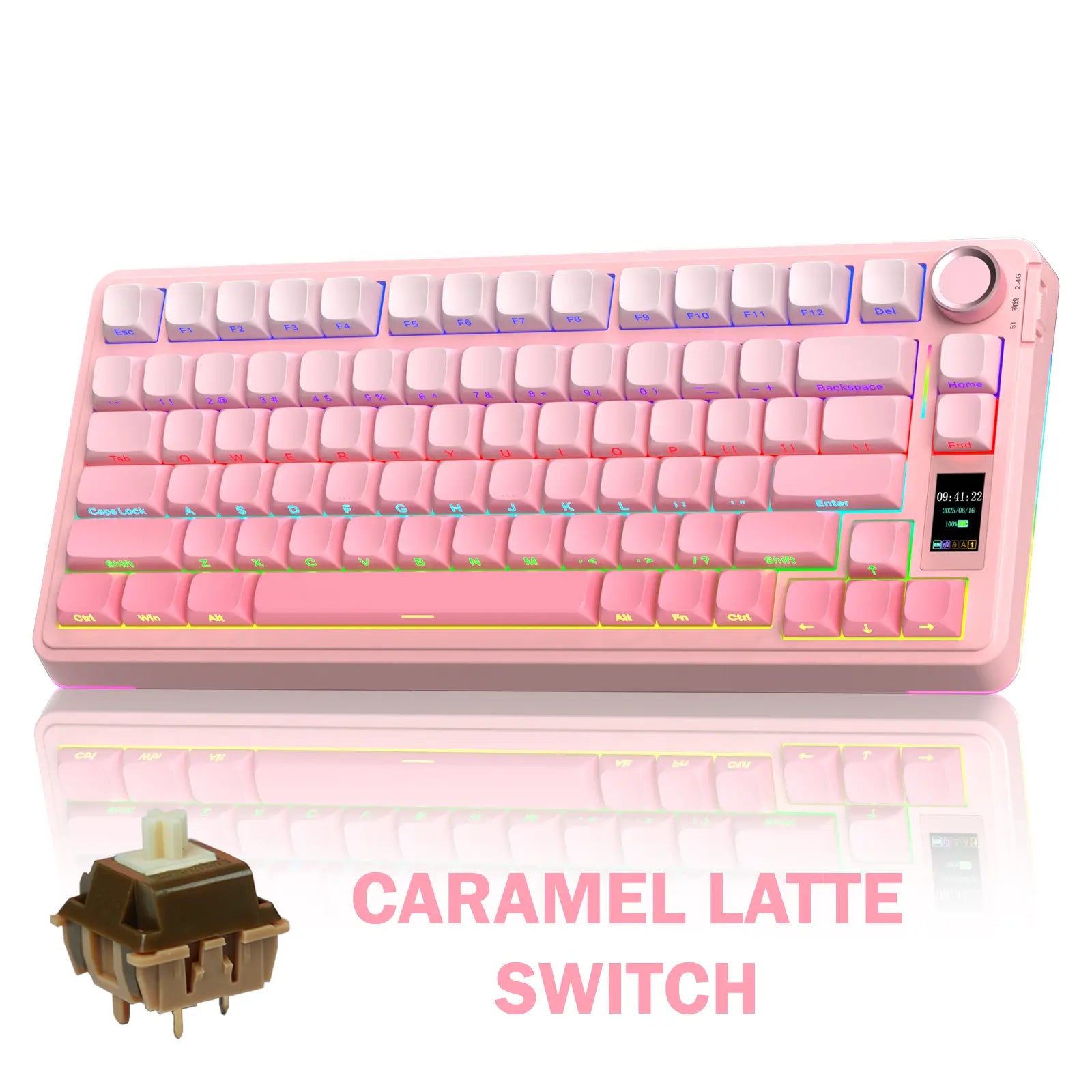 AULA S75 Pro Wireless Mechanical Gaming Keyboard with Screen Knob RGB Rainbow Backlit Tri-Mode 2.4G USB-C Bluetooth5.0 Hot Swappable Gaming Keyboard for Gamers Gaming PC Accessories Creamy Keyboard for Pc/Mac/Linux