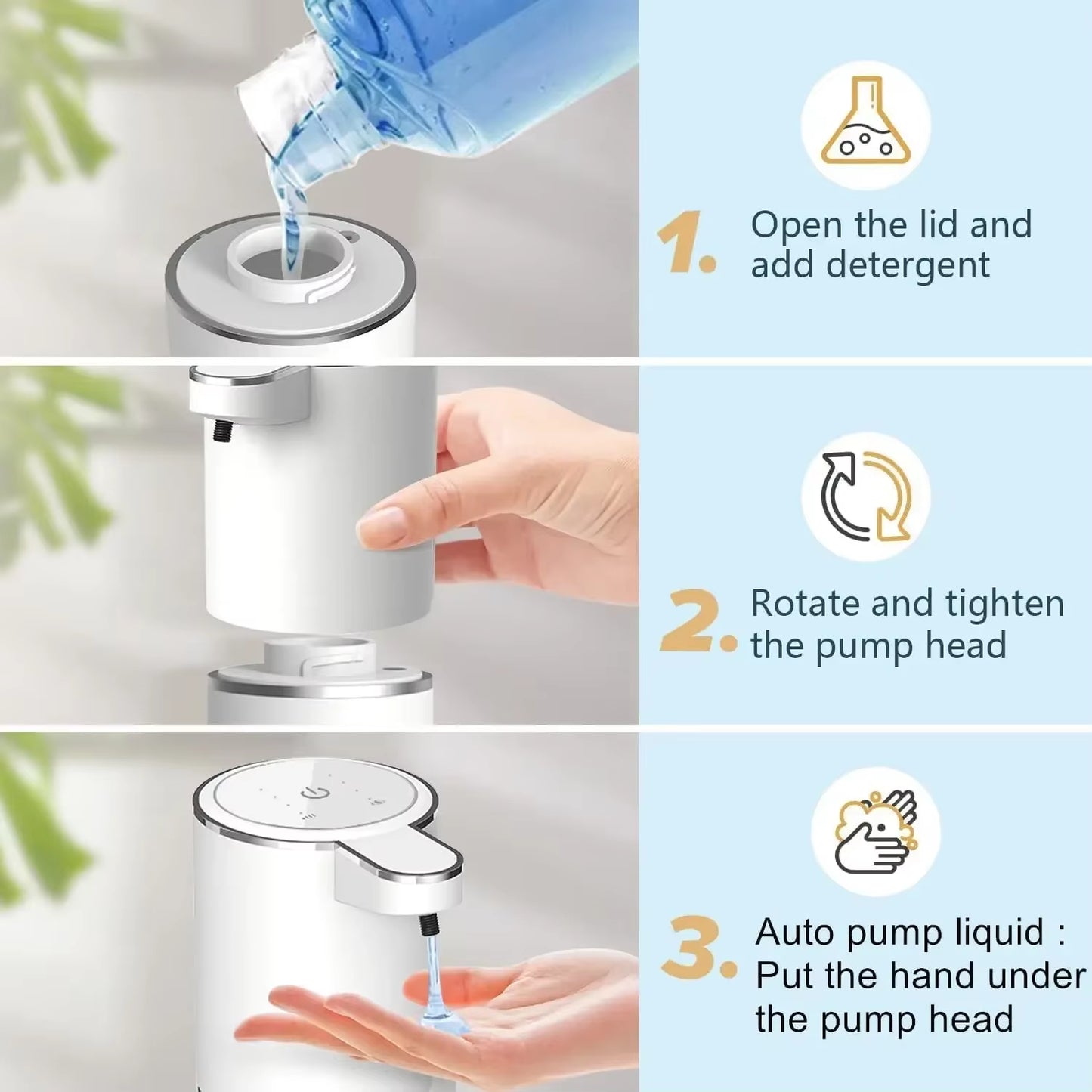 Automatic Liquid/Foma Soap Dispenser, Touchless Electric Dispenser, USB Rechargeable with Infrared Sensor for Bathroom,Kitchen