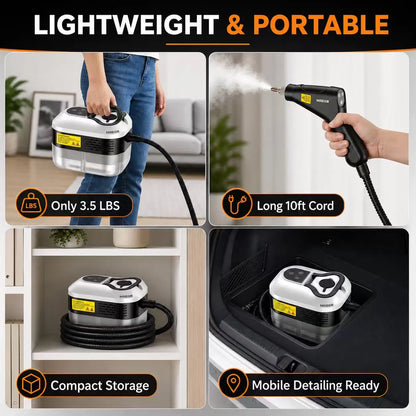 MREGB Handheld Steam Cleaner High-Temperature Pressurized Portable Steamer Fast Heat-Up Deep Cleaning Tool with Accessories for Car Detailing Kitchen Grease Bathroom Tile Floor Multi Surface Home Appliance Wash Equipment Summervibes☀️