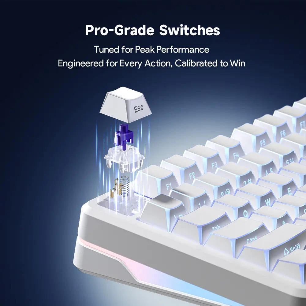 FURYCUBE FC75 Pro Mechanical Creamy Keyboard Wireless with Knob RGB Backlit Tri-Mode 2.4G USB-C Bluetooth Hot Swappable Gasket Structure in 75% Layout, Gaming/Office Keyboard for PC/MAC/LINUX, White&Green, Gift, Dealsforyoudays