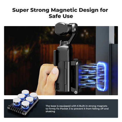 K&F CONCEPT Adjustable Magnetic Mount Camera Stand for DJI Osmo Pocket 3 - Desktop Support Base Bracket, Multi-Function Expansion Adapter Frame Accessories (Camera Not Included)