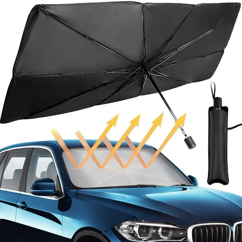 Premium Portable Windshield Sunshade - Foldable Car Exterior Accessory for Daily Cooling and UV Protection
