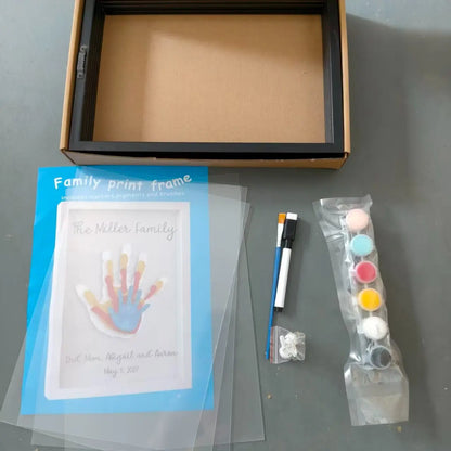 Wooden Transparent Handprint Frame Set, DIY Family Memorial Gift Kit, Acrylic Board, Colorful Paints, Holds up to 4 Handprints