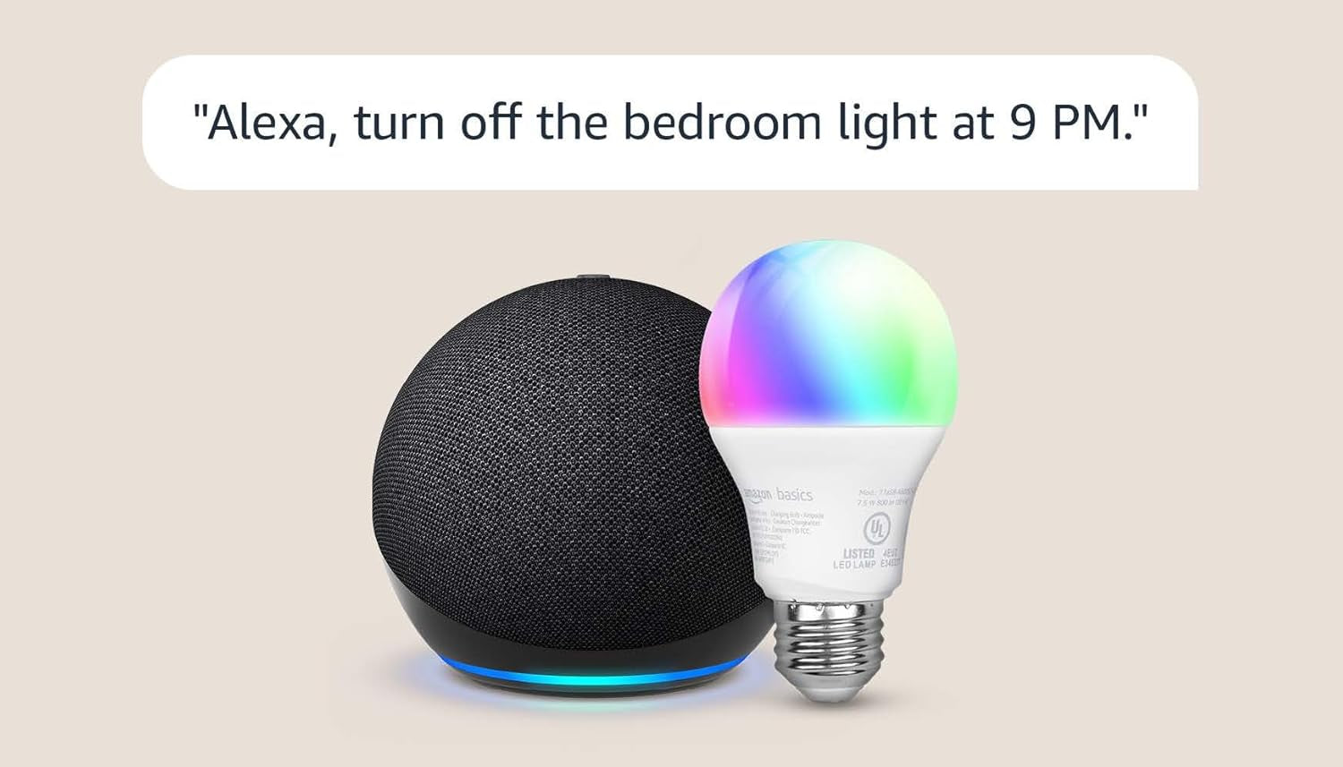 Echo Dot with  Basics Smart Color Bulb