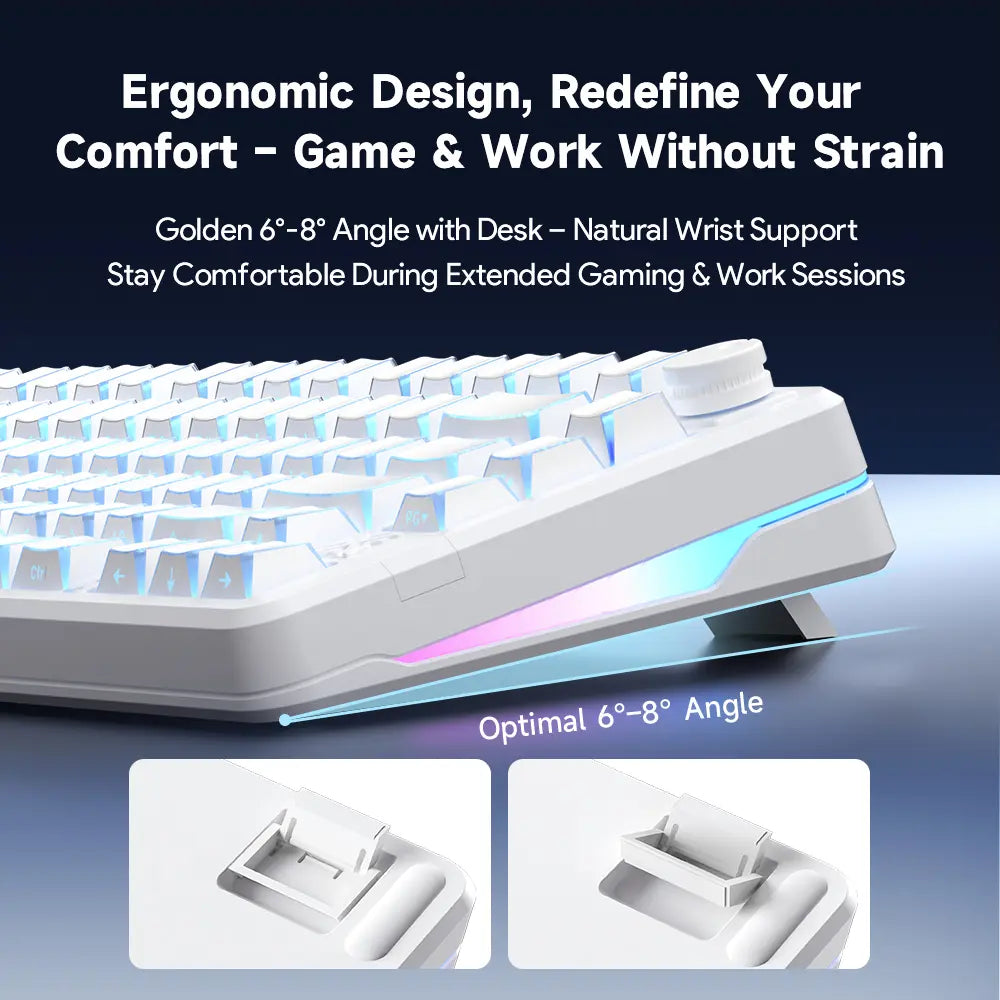 FURYCUBE FC75 Pro Mechanical Creamy Keyboard Wireless with Knob RGB Backlit Tri-Mode 2.4G USB-C Bluetooth Hot Swappable Gasket Structure in 75% Layout, Gaming/Office Keyboard for PC/MAC/LINUX, White&Green, Gift, Dealsforyoudays