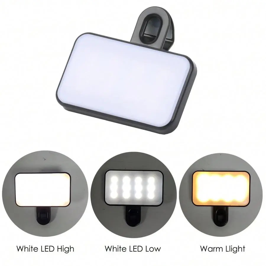 3 Color Temperature Adjustable LED Selfie Light, USB Rechargeable Clip on Phone Computer, Cellphone, Portable Mini Fill Light for Video Conference Vlog Makeup, Cell Phone Accessories, Led Smartphone Light, Cell Phone Light #GLOBAL PICKS