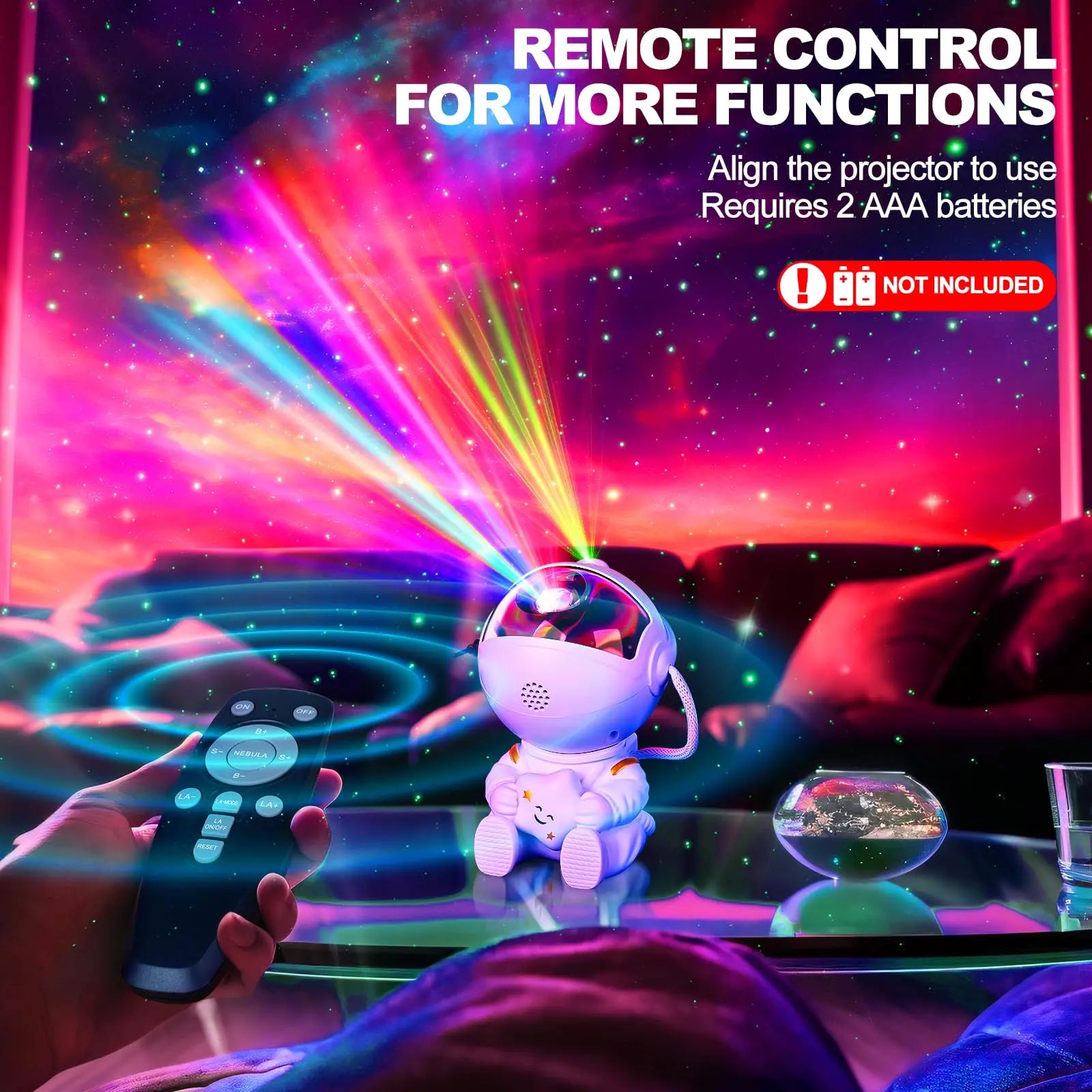Astronaut Galaxy Star Projector LED Light - Home & Living Room House Decor Tech Gadget, 8 Modes, Remote Control, 360° Adjustable Nebula Ceiling Lamp, Birthday Gift for Boyfriend Men'S Room Accessory, Led Lights