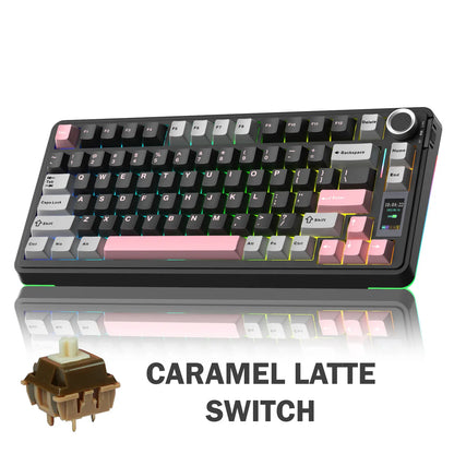 AULA S75 Pro Wireless Mechanical Gaming Keyboard with Screen Knob RGB Rainbow Backlit Tri-Mode 2.4G USB-C Bluetooth5.0 Hot Swappable Gaming Keyboard for Gamers Gaming PC Accessories Creamy Keyboard for Pc/Mac/Linux