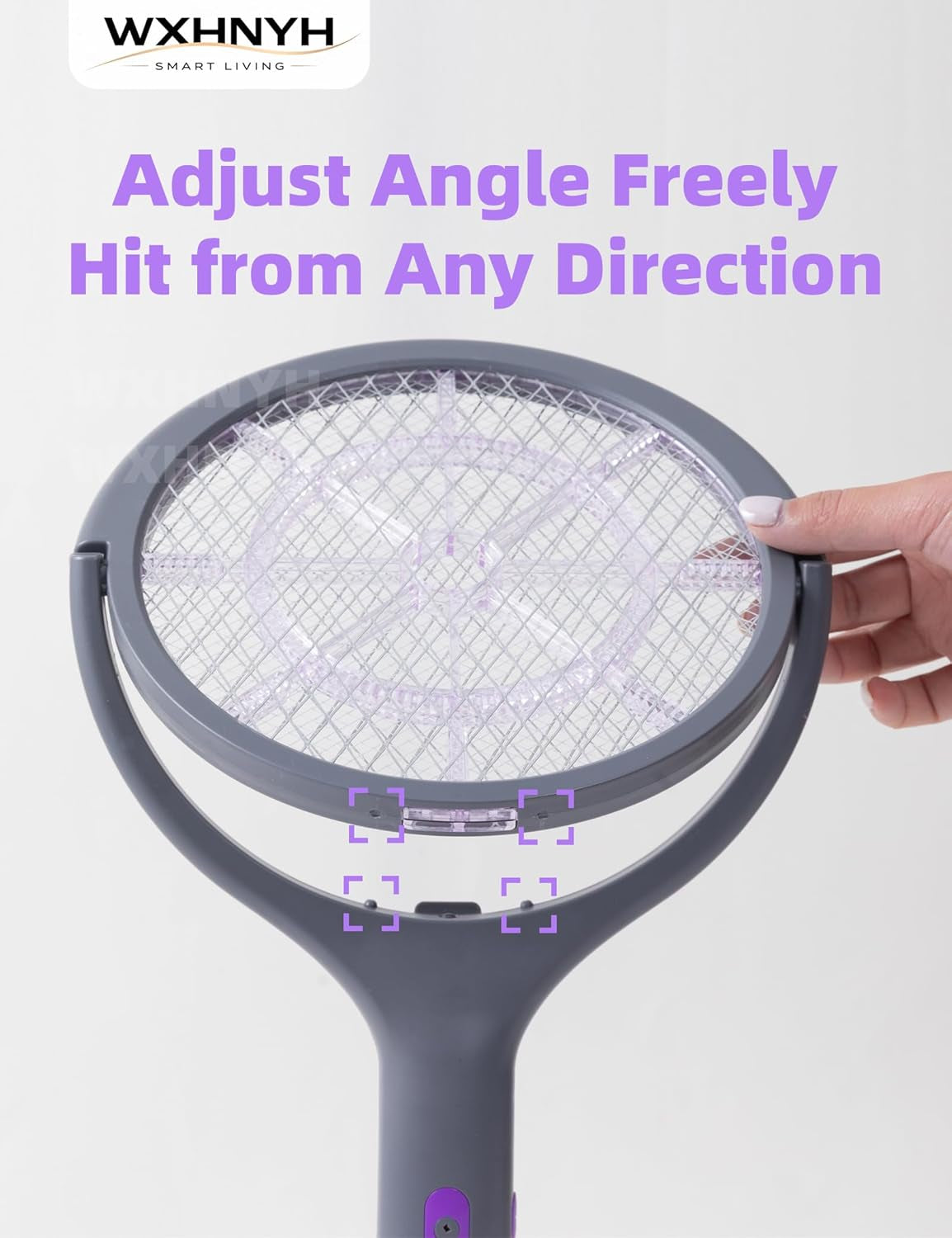 Electric Fly Swatter with Extendable Handle & Rotating Head, 3000V Rechargeable Bug Zapper Racket, 1200Mah Long Lasting, Reach Every Corner, Indoor Outdoor Mosquito Swatter