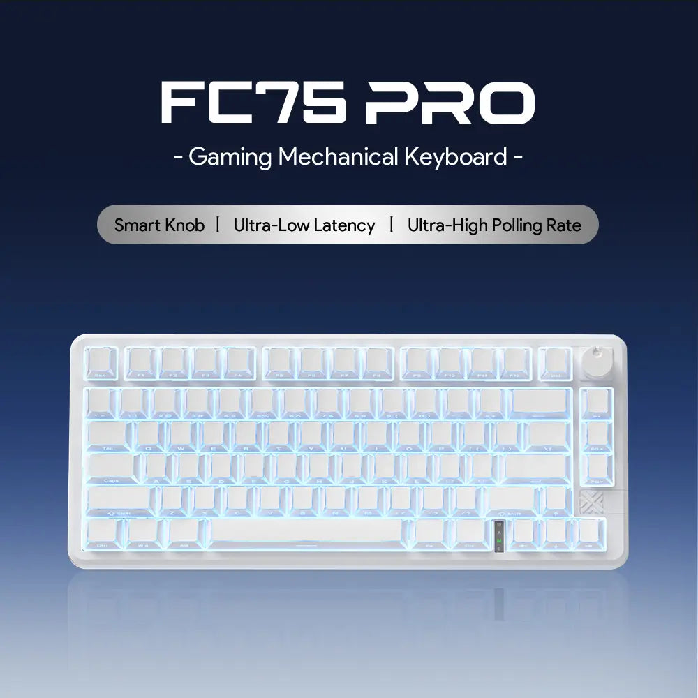 FURYCUBE FC75 Pro Mechanical Creamy Keyboard Wireless with Knob RGB Backlit Tri-Mode 2.4G USB-C Bluetooth Hot Swappable Gasket Structure in 75% Layout, Gaming/Office Keyboard for PC/MAC/LINUX, White&Green, Gift, Dealsforyoudays
