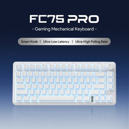 FURYCUBE FC75 Pro Mechanical Creamy Keyboard Wireless with Knob RGB Backlit Tri-Mode 2.4G USB-C Bluetooth Hot Swappable Gasket Structure in 75% Layout, Gaming/Office Keyboard for PC/MAC/LINUX, White&Green, Gift, Dealsforyoudays