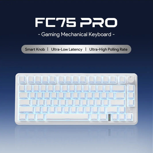 FURYCUBE FC75 Pro Mechanical Creamy Keyboard Wireless with Knob RGB Backlit Tri-Mode 2.4G USB-C Bluetooth Hot Swappable Gasket Structure in 75% Layout, Gaming/Office Keyboard for PC/MAC/LINUX, White&Green, Gift, Dealsforyoudays