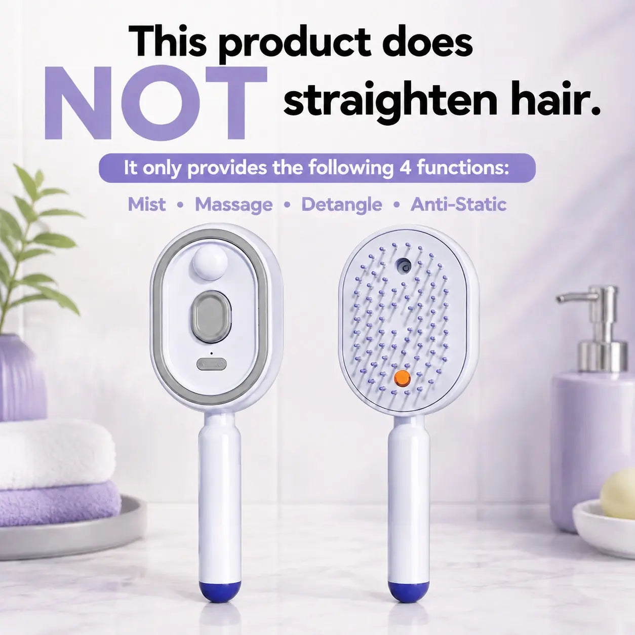 Electric Spray Air Cushion Massage Comb – Self-Cleaning, Anti-Tangle, Anti-Static, Volumizing Hair Brush with Essential Oil Mist Aromatherapy for Hair Care
