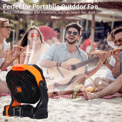20000Mah Portable Camping Fan - Rechargeable Outdoor Tent Fan with LED Light, USB Port & Hook