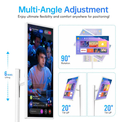 MWE 32" Portable Smart Display with Wheels, 2K Touchscreen, Android System, 8H Battery Life, Remote Controltype-C/Usb/Hdm Connectivity
