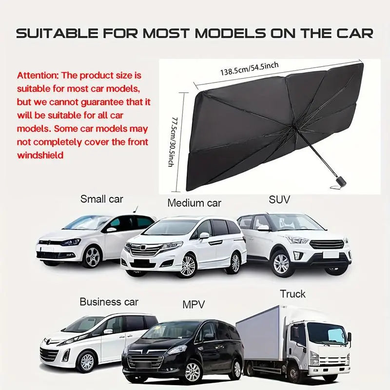 Premium Portable Windshield Sunshade - Foldable Car Exterior Accessory for Daily Cooling and UV Protection