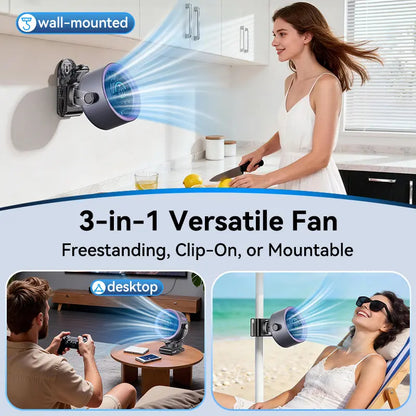 4000Mah Rechargeable Portable Clip on Fan-100-Speed Touch Control, LED Display, 360° Rotate Quiet Turbo Desk Fan, Small Battery Operated USB Fan for Stroller Bed Travel Camping Golf Gym Summerwins