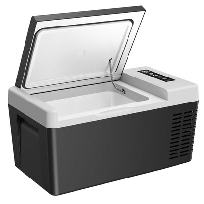 12 Volt 19QT(18L) Portable Car Refrigerator, -4℉~50℉, 12/24V DC & 110-240V AC, Mini Fridge for RV Camping, Travel, Truck, Home, Black