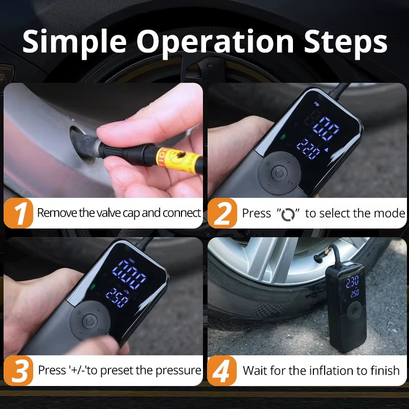 Rechargeable Air Pump Tire Inflator Portable Compressor Digital Cordless Car Tyre Inflator for Motocycle Bicycle Balls