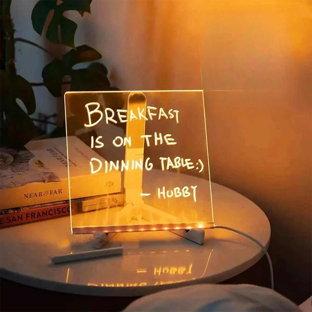 Light up Acrylic Message Board Rewritable DIY Children'S Glowing Drawing Board Message Lamp with 7 Colorful Pens